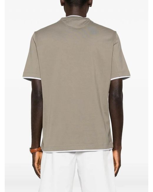 Brunello Cucinelli Natural T-Shirt With Faux-Layering for men