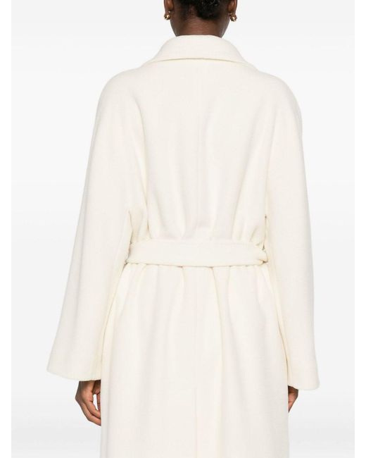Tagliatore White Wool Long Coat