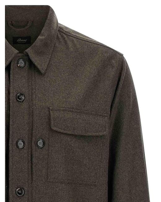 Brioni Gray Wool Cloth Overshirt for men