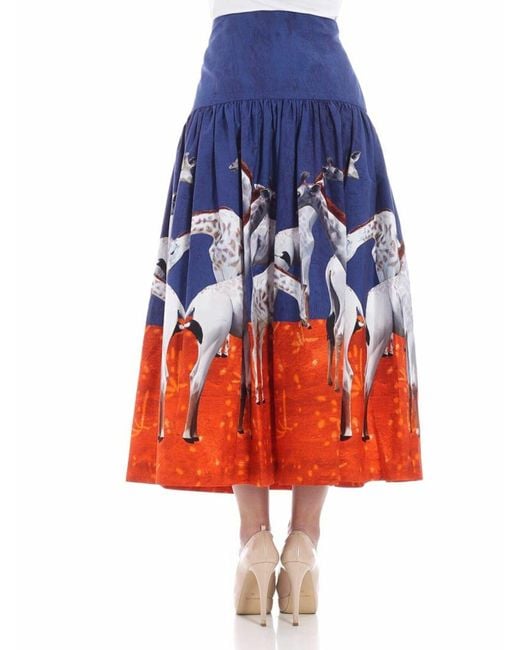 Stella Jean Orange Flared Skirt