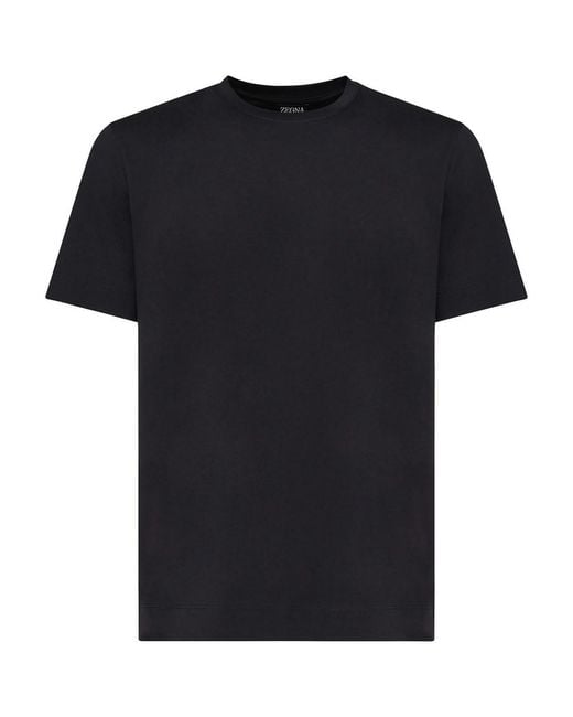 Zegna Black Cotton T-Shirt for men