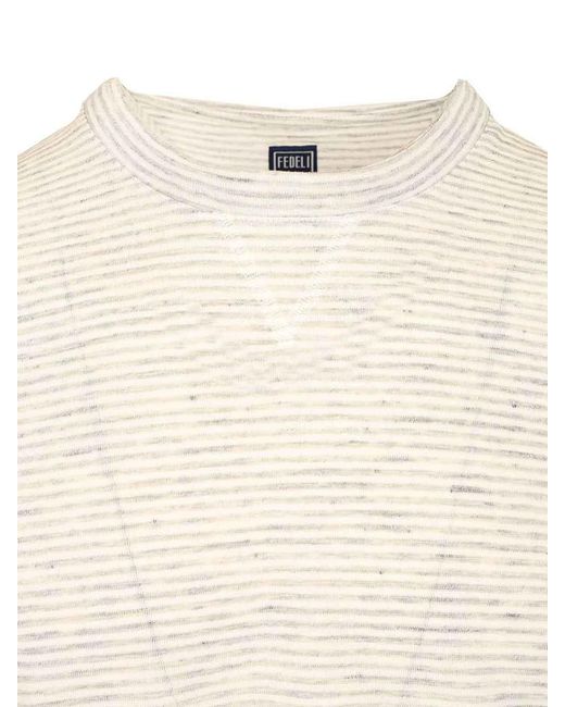 Fedeli White Striped T-Shirt for men