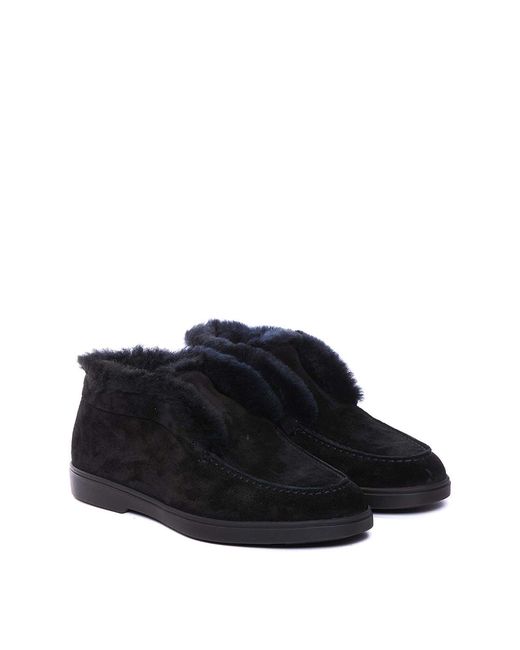Santoni Black Ankle Booties