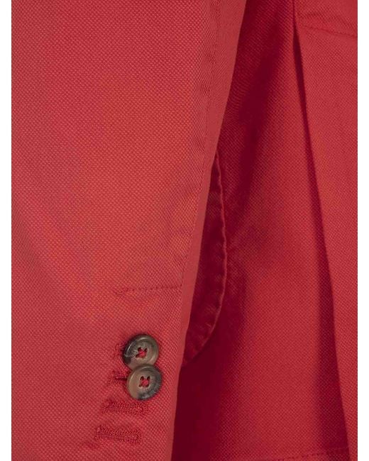 RUSSO CAPRI Red Oxford Cotton Blazer for men