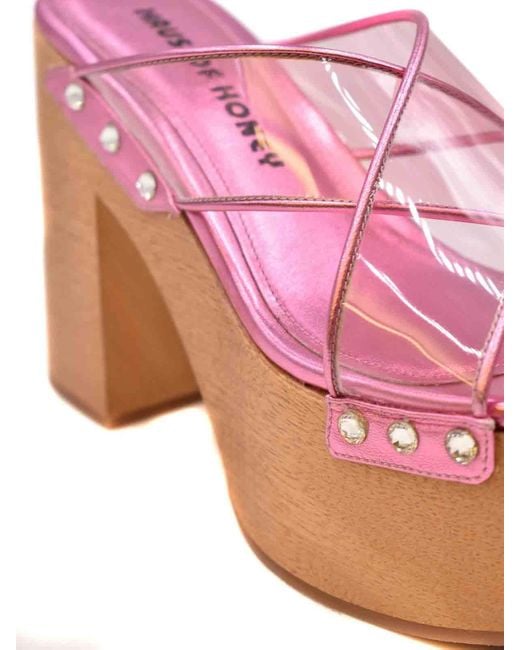 HAUS OF HONEY Pink Leather Sandals