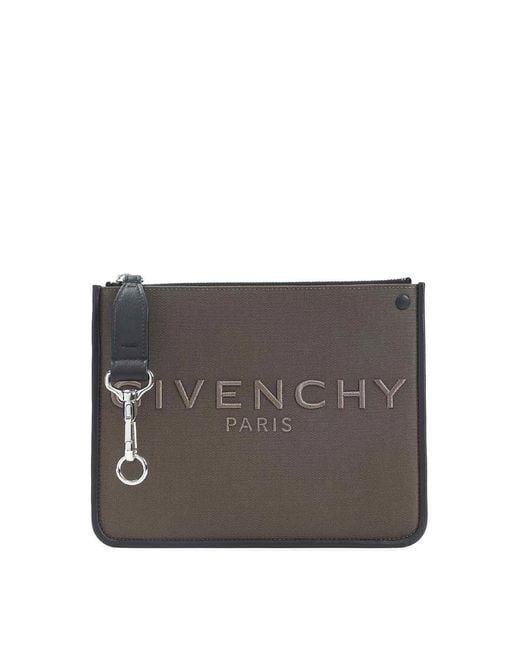 Givenchy Gray Canvas Zipped Pouch for men