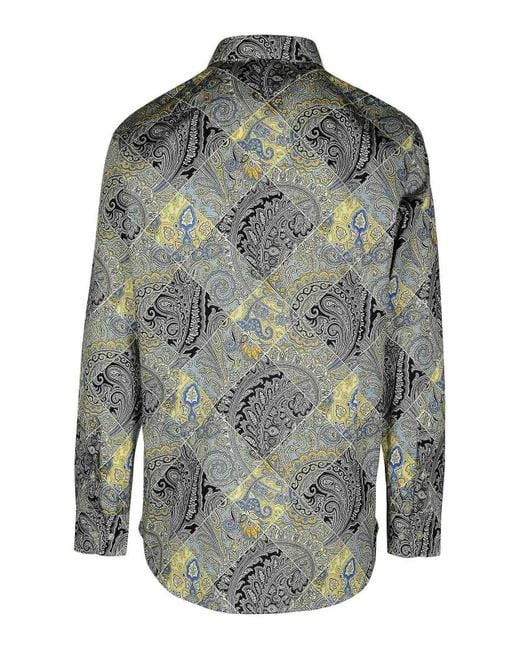 Etro Gray Roma Cotton Shirt for men