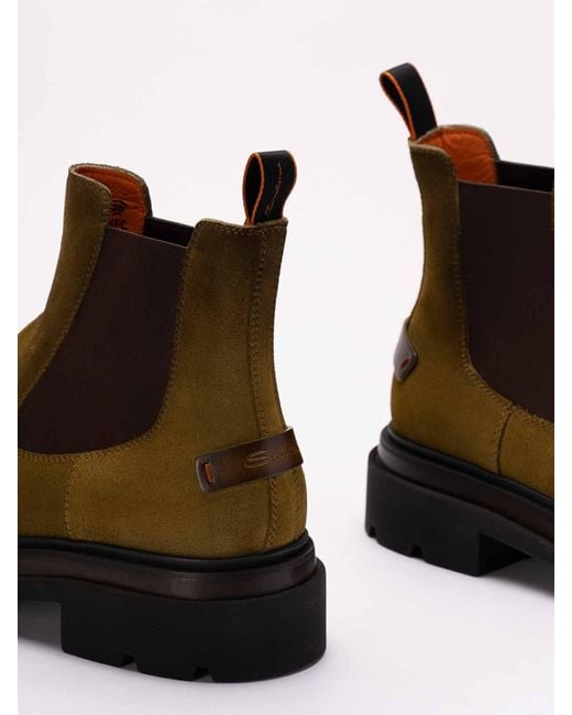 Santoni 'Blockage' Slip-On Ankle Boots in Brown for Men | Lyst
