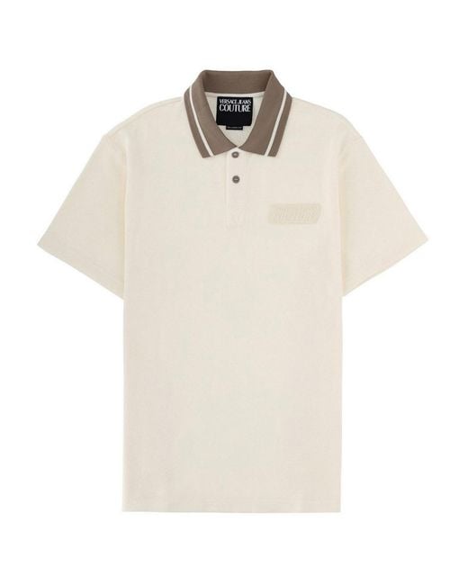 Versace Jeans Couture White Polo Shirt With Logo Patch for men