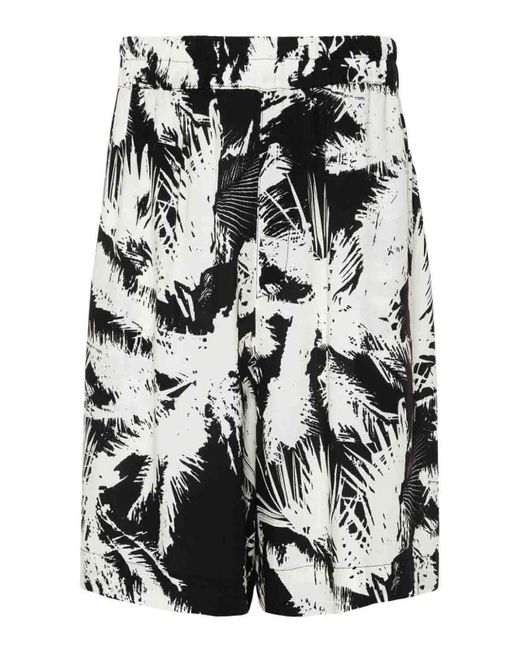 Laneus White Abstract Print Bermuda Shorts for men