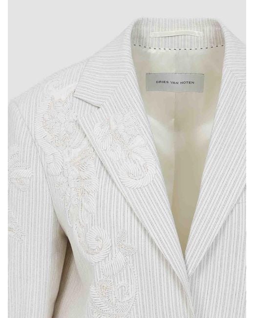 Dries Van Noten White Tailored Blazer