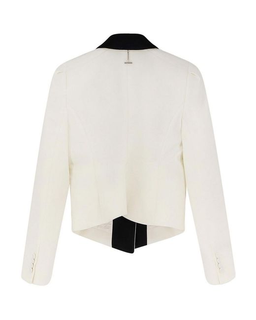 McQueen White Wool Blazer With Satin Lapels