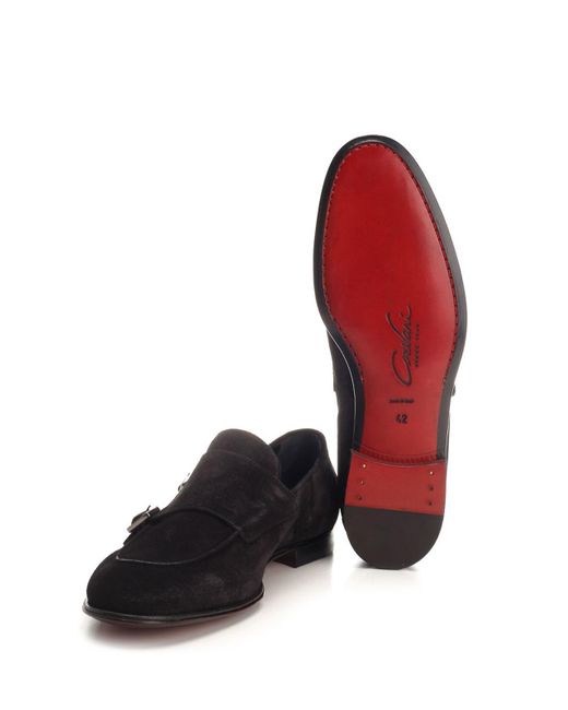 Corvari Black Double Buckle Suede Loafer for men