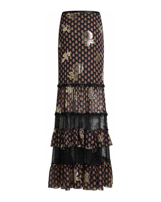 Etro Black Long Skirt With Ruffles