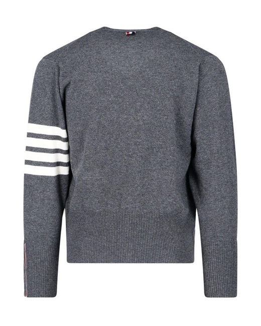 Thom Browne Gray 4-Bar Cashmere Cardigan for men
