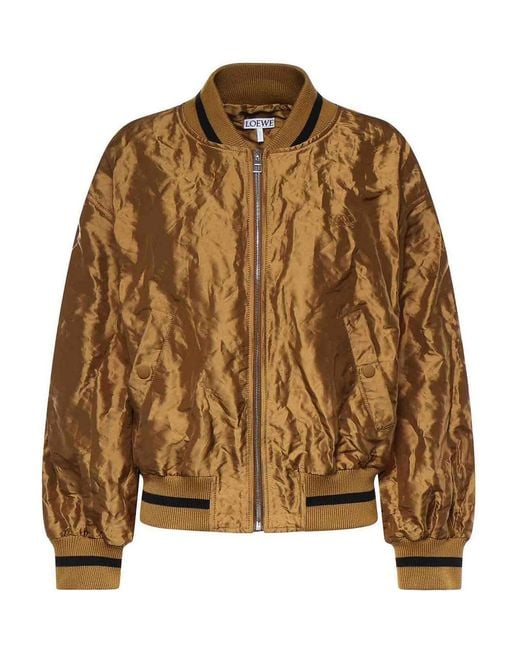 Loewe Brown Technical Fabric Bomber Jacket