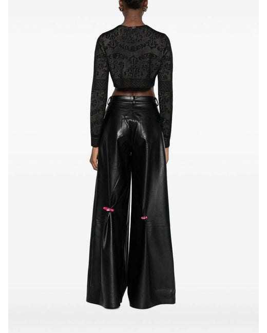 Twinset Black Cardigan Crop A Fiori