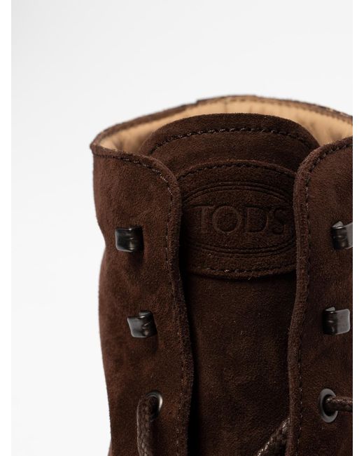 Tod's Brown Lace-Up Leather Ankle Boots for men