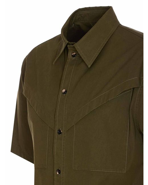 Bottega Veneta Green Cotton Twill Shirt for men