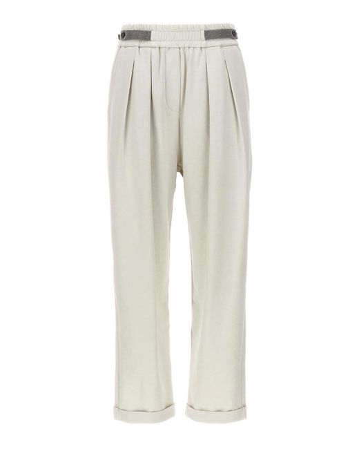 Brunello Cucinelli Natural Pants With Front Pleats
