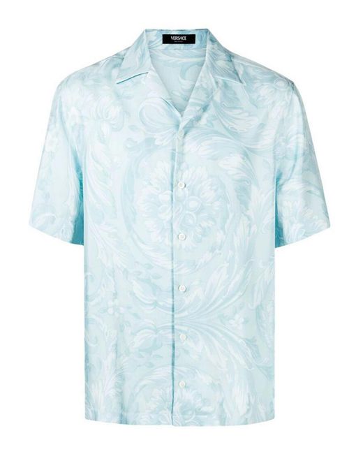 Versace Blue Cotton Shirt for men