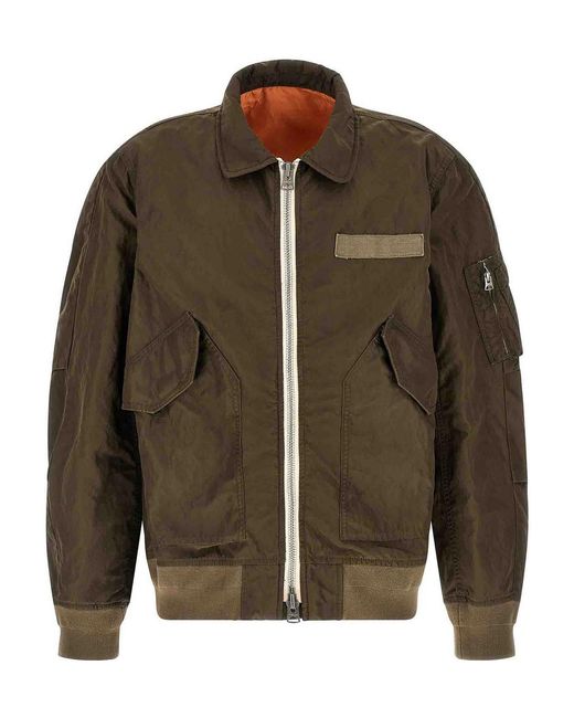 Sacai Brown Crumpled Nylon Jacket for men