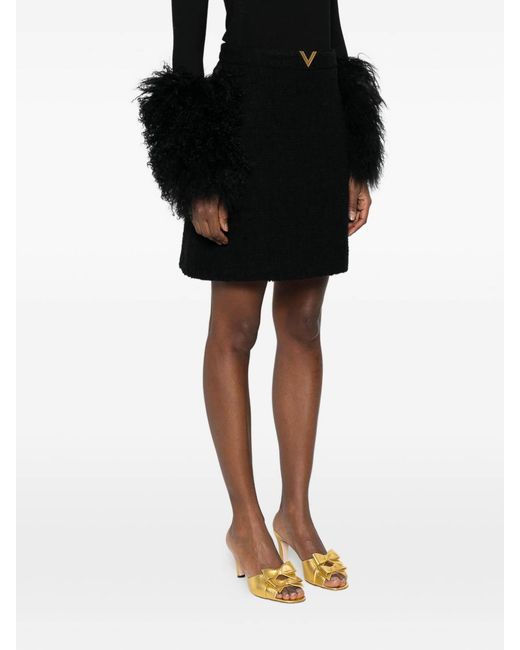 Valentino Garavani Black Vlogo Signature Wool Skirt