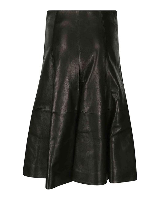 Khaite Gray Leather Skirt