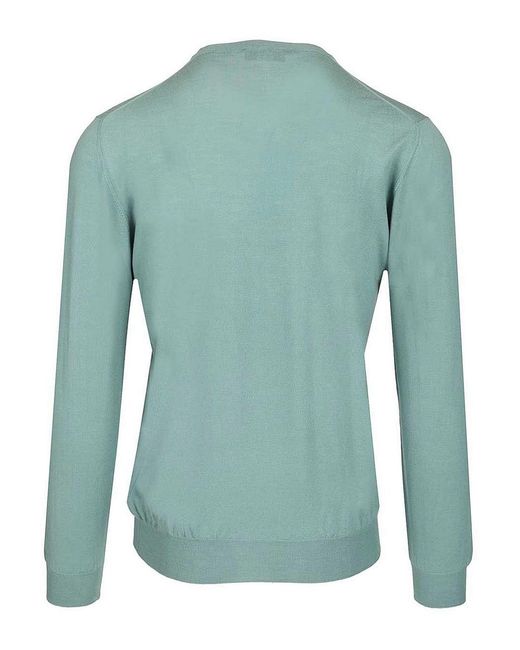 Fedeli Green Long-Sleeved Sweater for men