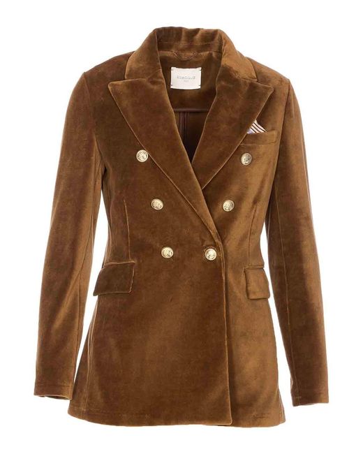 Circolo 1901 Brown Suede Double Breasted Button Closure