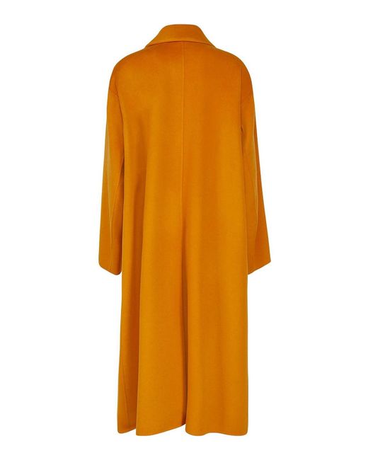 Sportmax Orange Double-breasted Coat In Cashmere Blend