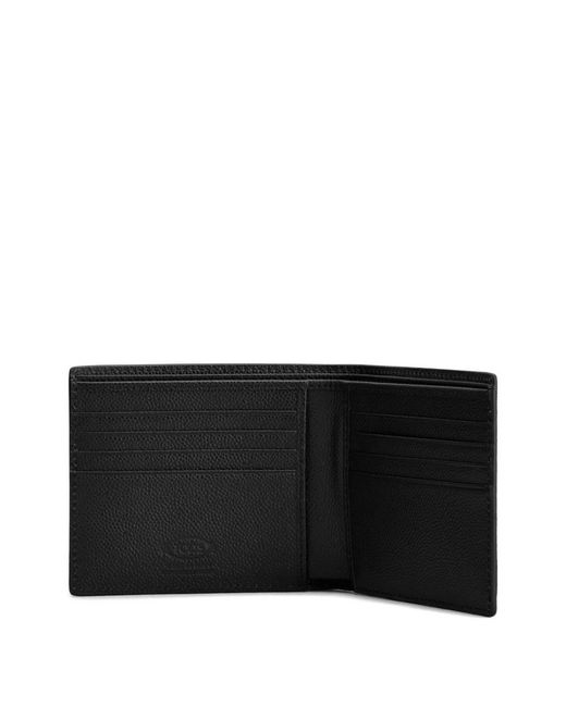 Tod's Black Leather Wallet With Logo Plaque for men