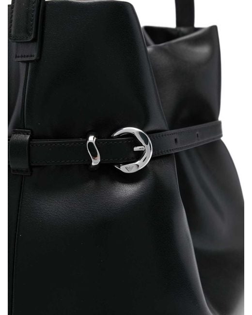 Emporio Armani Black Medium Leather Bucket Bag