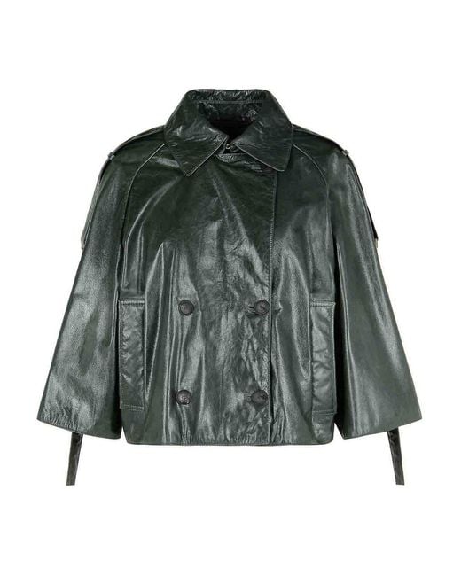 Max Mara Green 'Tenace' Leather Jacket