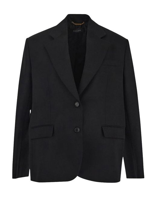 Versace Black Jacket In Virgin Wool