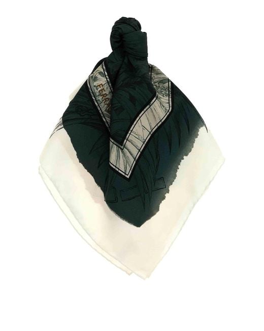 Ferragamo Green Gravure Print Scarf