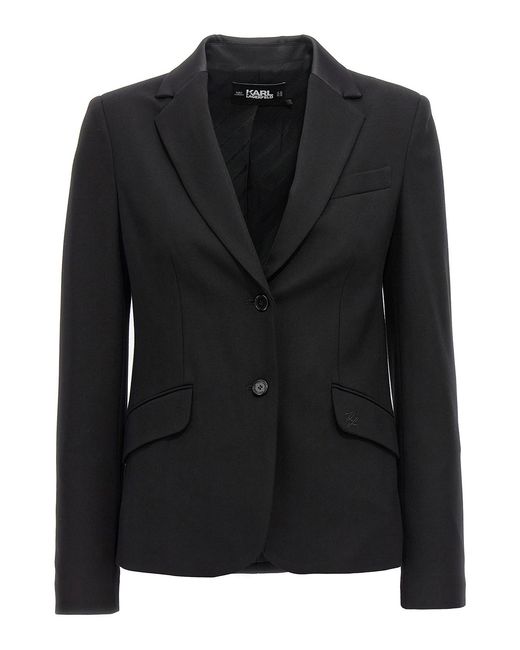 Karl Lagerfeld Black 'Punto' Single Breast Blazer