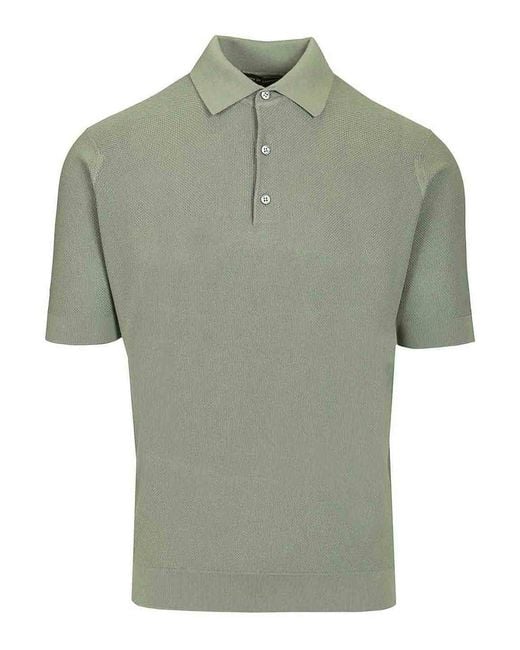 FILIPPO DE LAURENTIIS Green Pique Polo Shirt for men