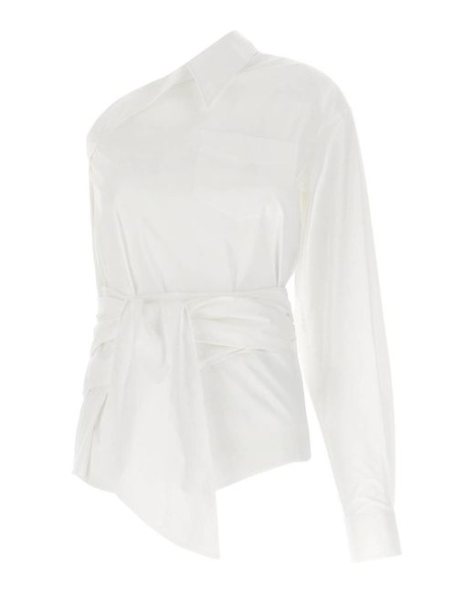Moschino White One-Shoulder Shirt
