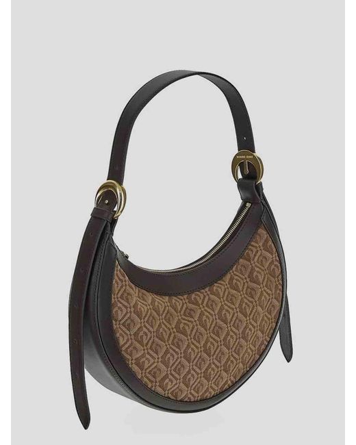 MARINE SERRE Gray Hobo Bag In Brown Textile With Moon Jacquard