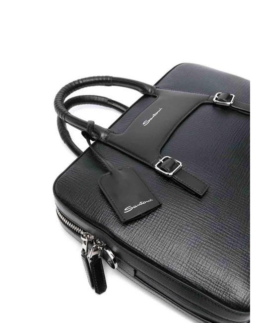 Santoni Black Briefcase for men