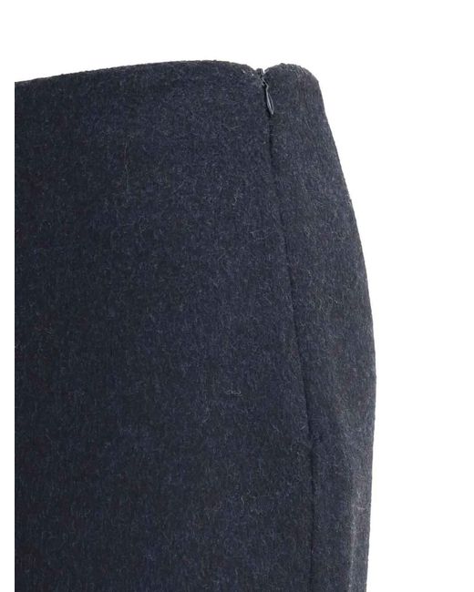 Brunello Cucinelli Blue Virgin Wool Midi Skirt