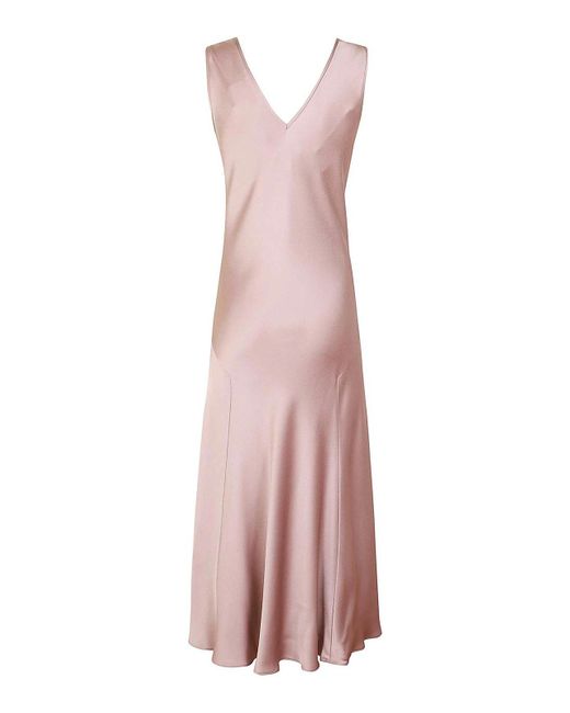 Max Mara Pink Satin Midi Dress