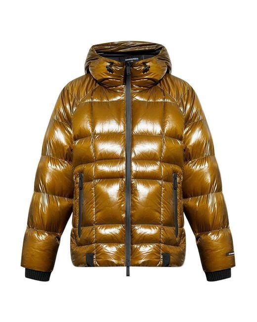 DSquared² Yellow Down Jacket With Hood for men