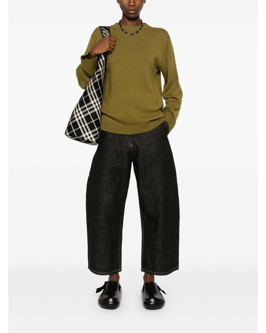 Studio Nicholson Black High-Rise Wide-Leg Cropped Jeans