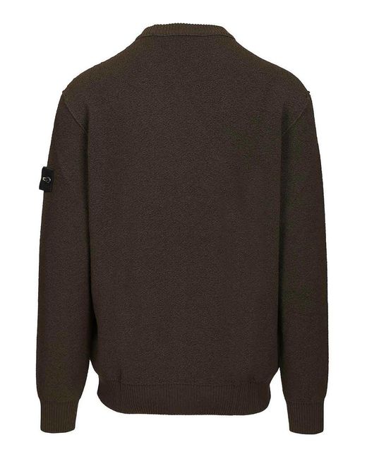 Stone Island Brown Crew Neck Sweater for men