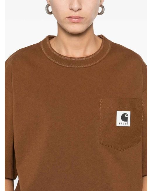 Sacai Brown Carhartt X Jersey T-Shirt for men