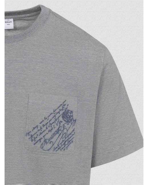 Berluti Gray Cotton T-Shirt for men