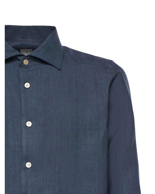 Eleventy Blue Linen Shirt for men