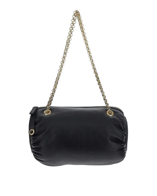MARINE SERRE Pillow Bag In Black With Chain Shoulder Strap